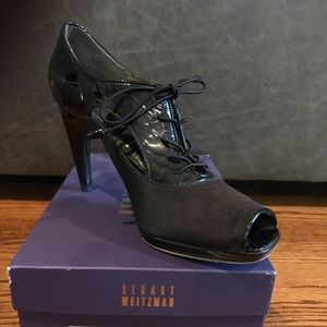 Stuart Weitzman Black Satin Heels